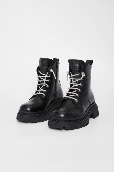  Valmenti Kadın Siyah Hakiki Deri Casual Bot