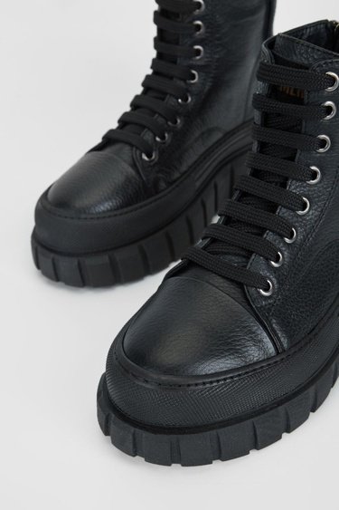  Valmenti Kadın Siyah Floter Hakiki Deri Casual Bot