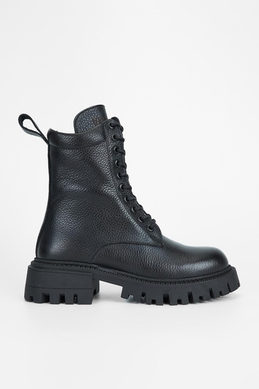  Valmenti Kadın Siyah Floter Hakiki Deri Casual Bot