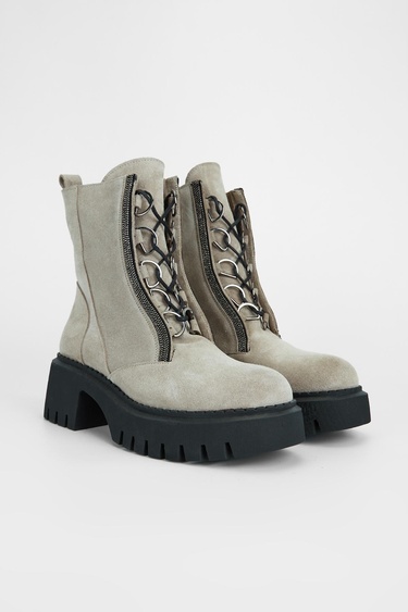  Valmenti Kadın Bej Süet Hakiki Deri Casual Bot