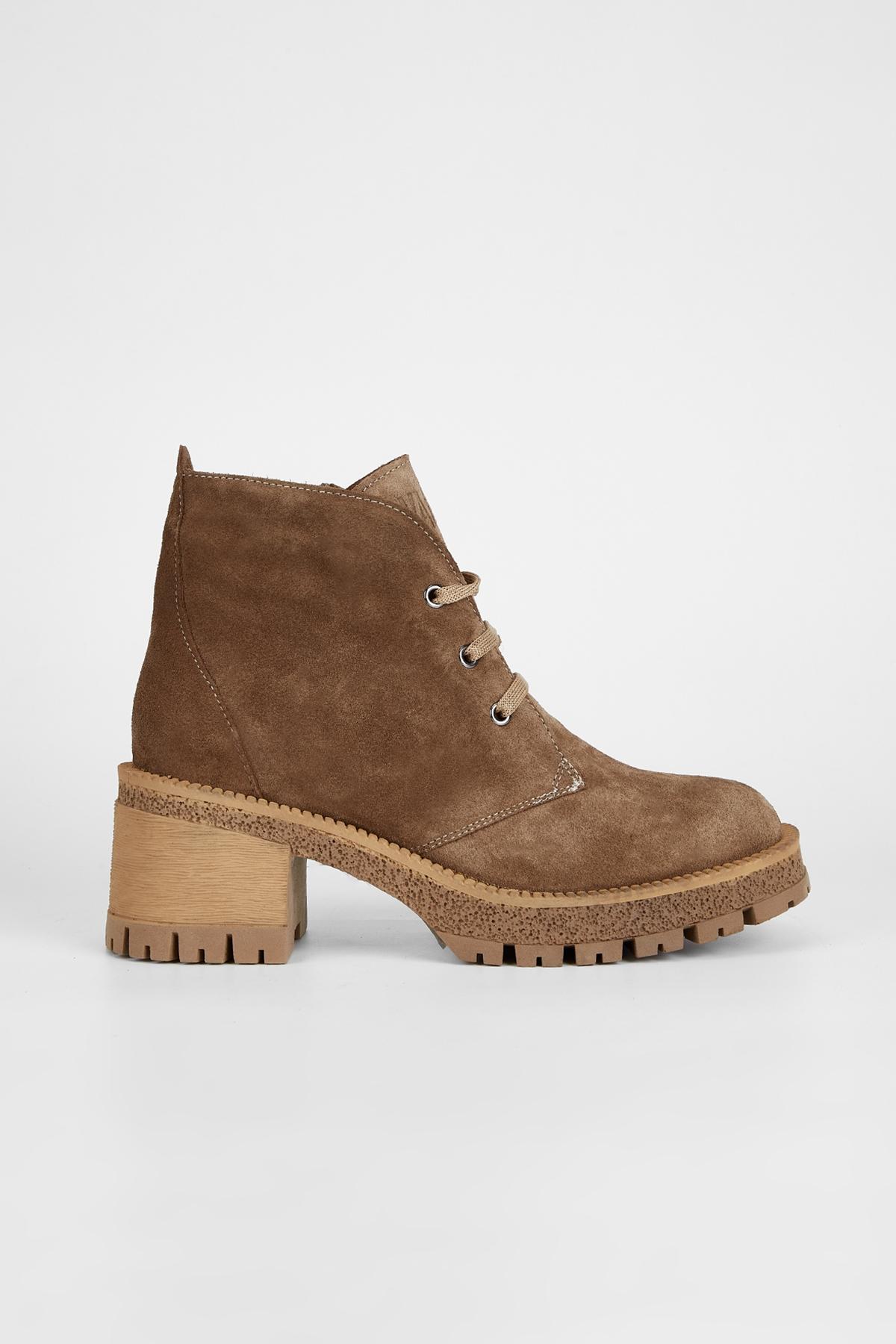  Valmenti Kadın Tütün Süet Hakiki Deri Casual Bot