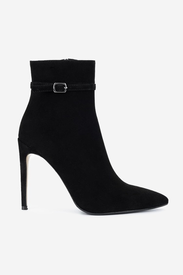  Valmenti Kadın Hakiki Deri Siyah Süet Topuklu Bot