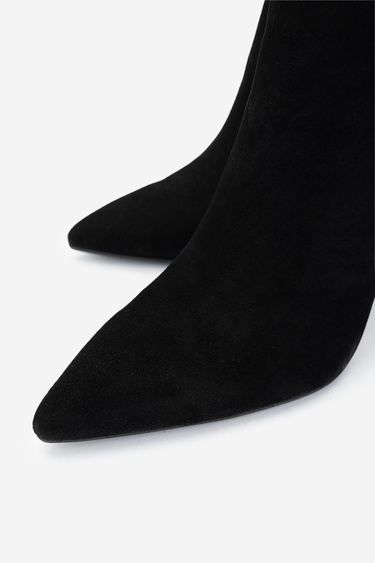  Valmenti Kadın Hakiki Deri Siyah Süet Topuklu Bot