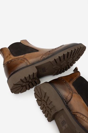  Valmenti Erkek Hakiki Deri Bej Casual Bot