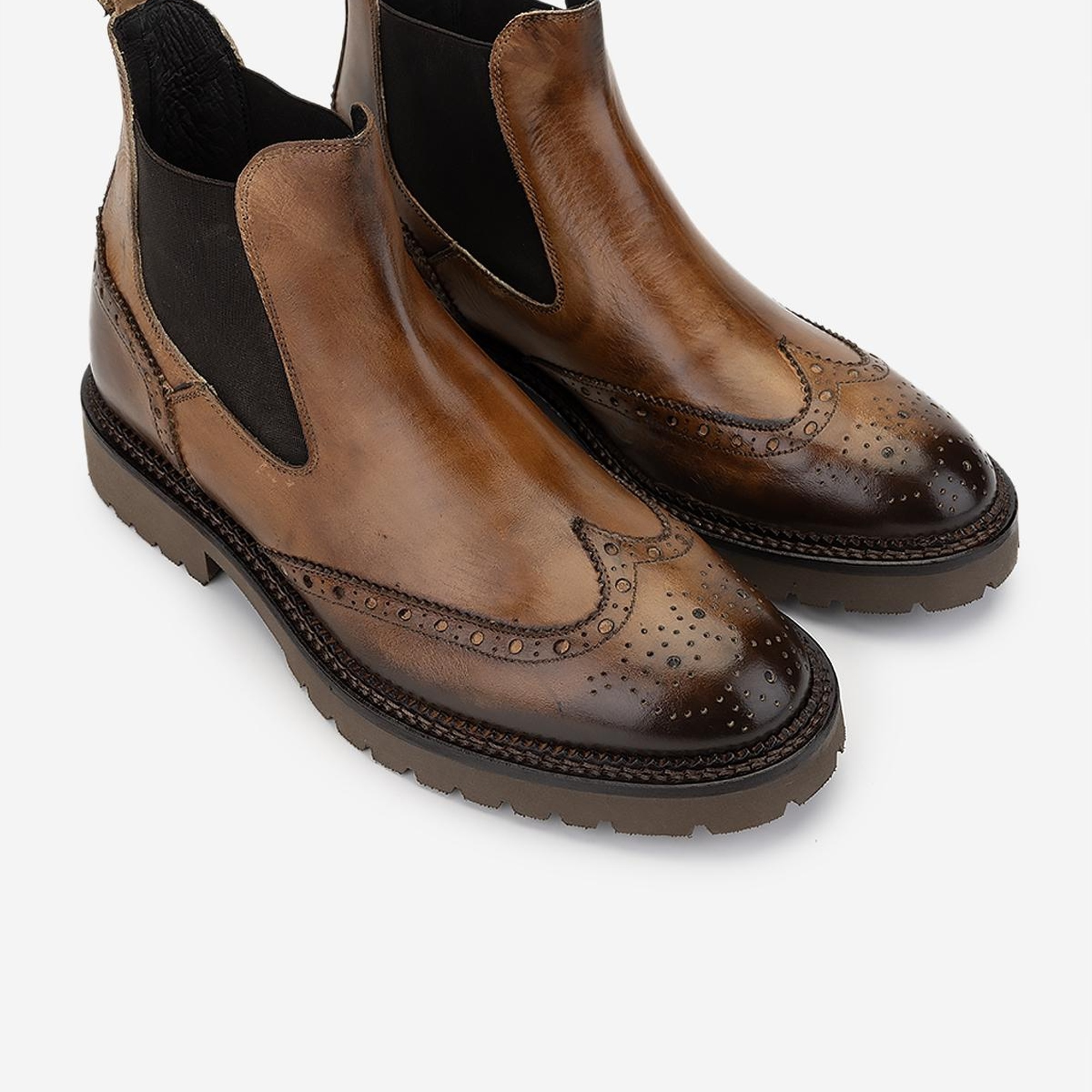 Valmenti Erkek Hakiki Deri Bej Casual Bot