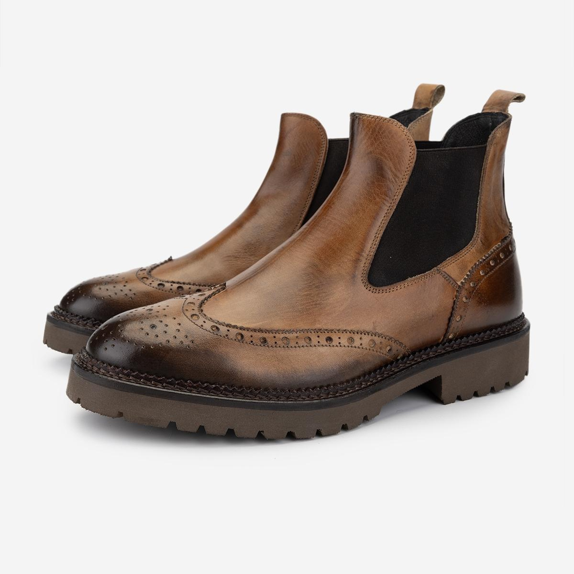 Valmenti Erkek Hakiki Deri Bej Casual Bot