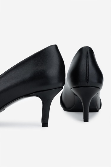  Valmenti Kadın Hakiki Deri Siyah Deri Topuklu Ayakkabı