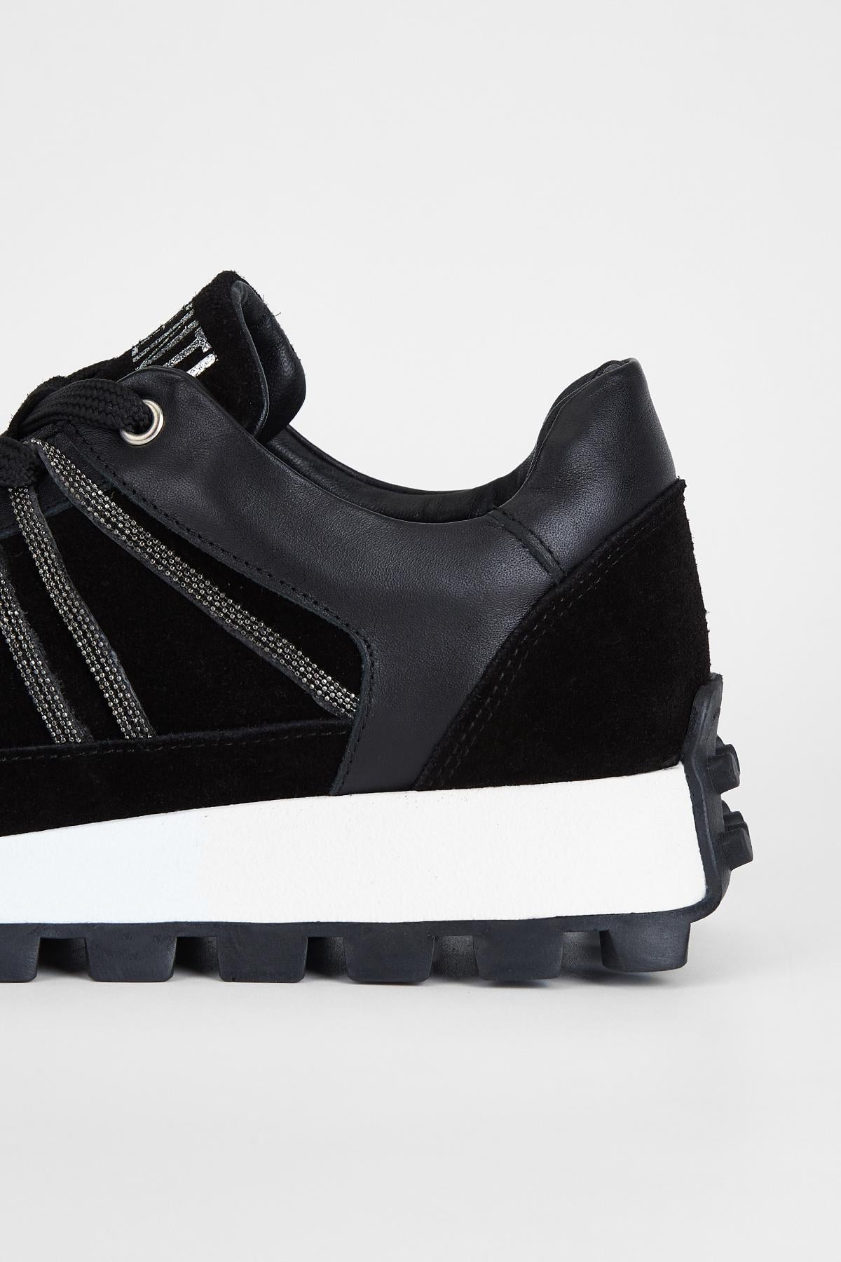 Valmenti Kadın Siyah Süet Hakiki Deri Sneakers & Spor Ayakkabı