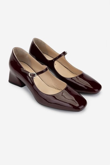 Valmenti Kadın Hakiki Deri Bordo Rugan Topuklu Ayakkabı