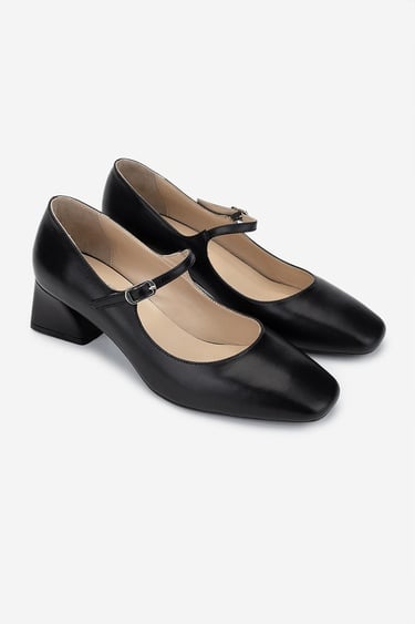  Valmenti Kadın Hakiki Deri Siyah Topuklu Ayakkabı