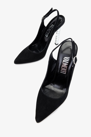  Valmenti Belina Kadın Siyah Süet Hakiki Deri Topuklu Ayakkabı