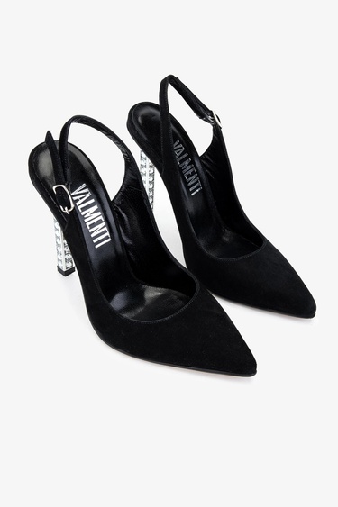  Valmenti Belina Kadın Siyah Süet Hakiki Deri Topuklu Ayakkabı
