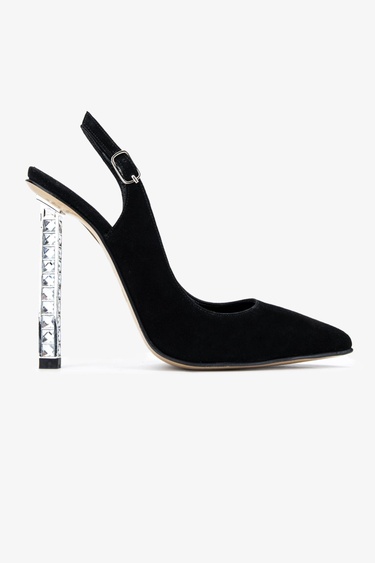  Valmenti Belina Kadın Siyah Süet Hakiki Deri Topuklu Ayakkabı