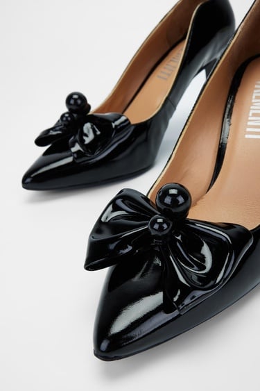  Valmenti Nozario Kadın Siyah Rugan Hakiki Deri Topuklu Ayakkabı