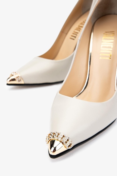  Valmenti Cielo Kadın Bej Hakiki Deri Topuklu Ayakkabı