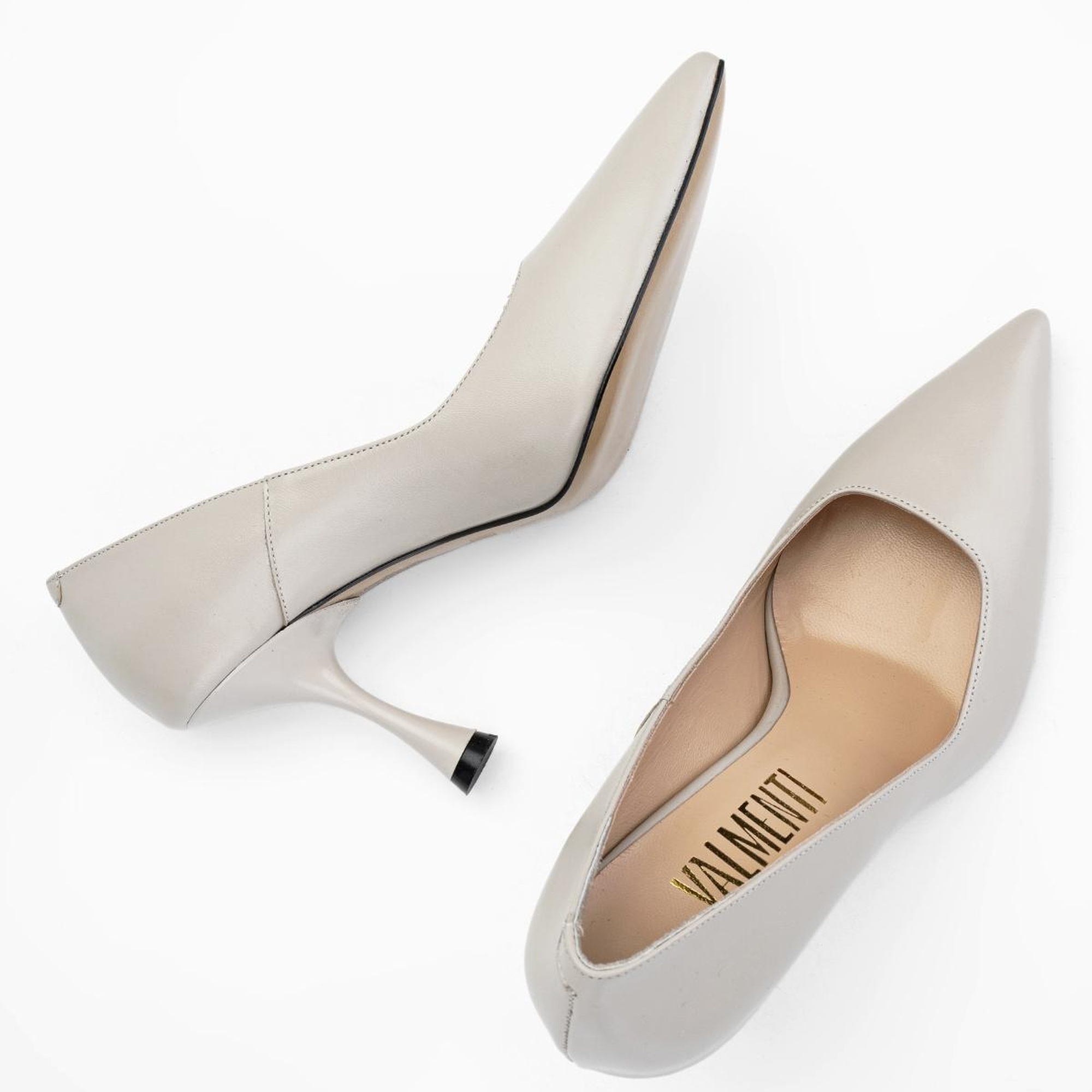 Valmenti Anya Kadın Bej Hakiki Deri Topuklu Ayakkabı