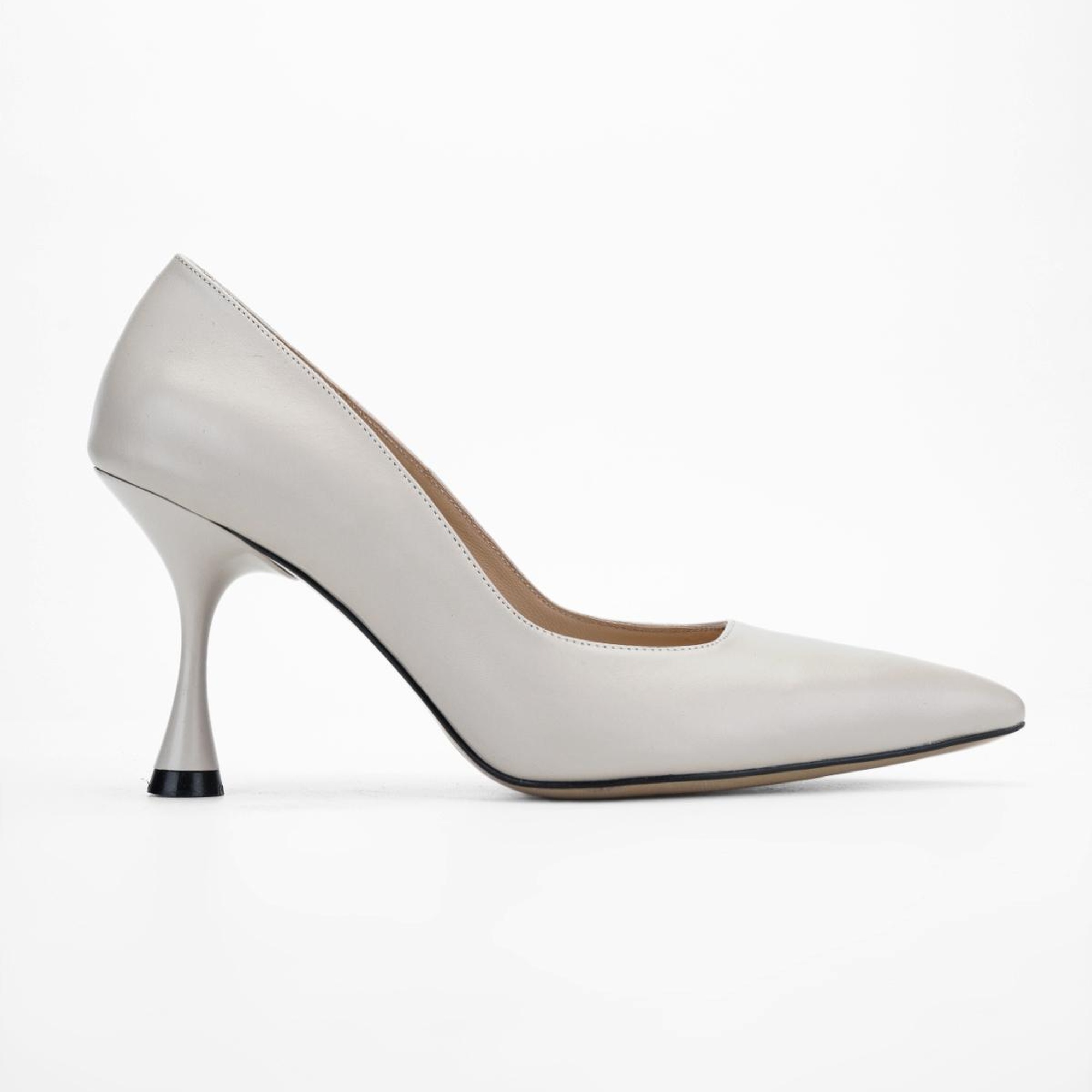 Valmenti Anya Kadın Bej Hakiki Deri Topuklu Ayakkabı