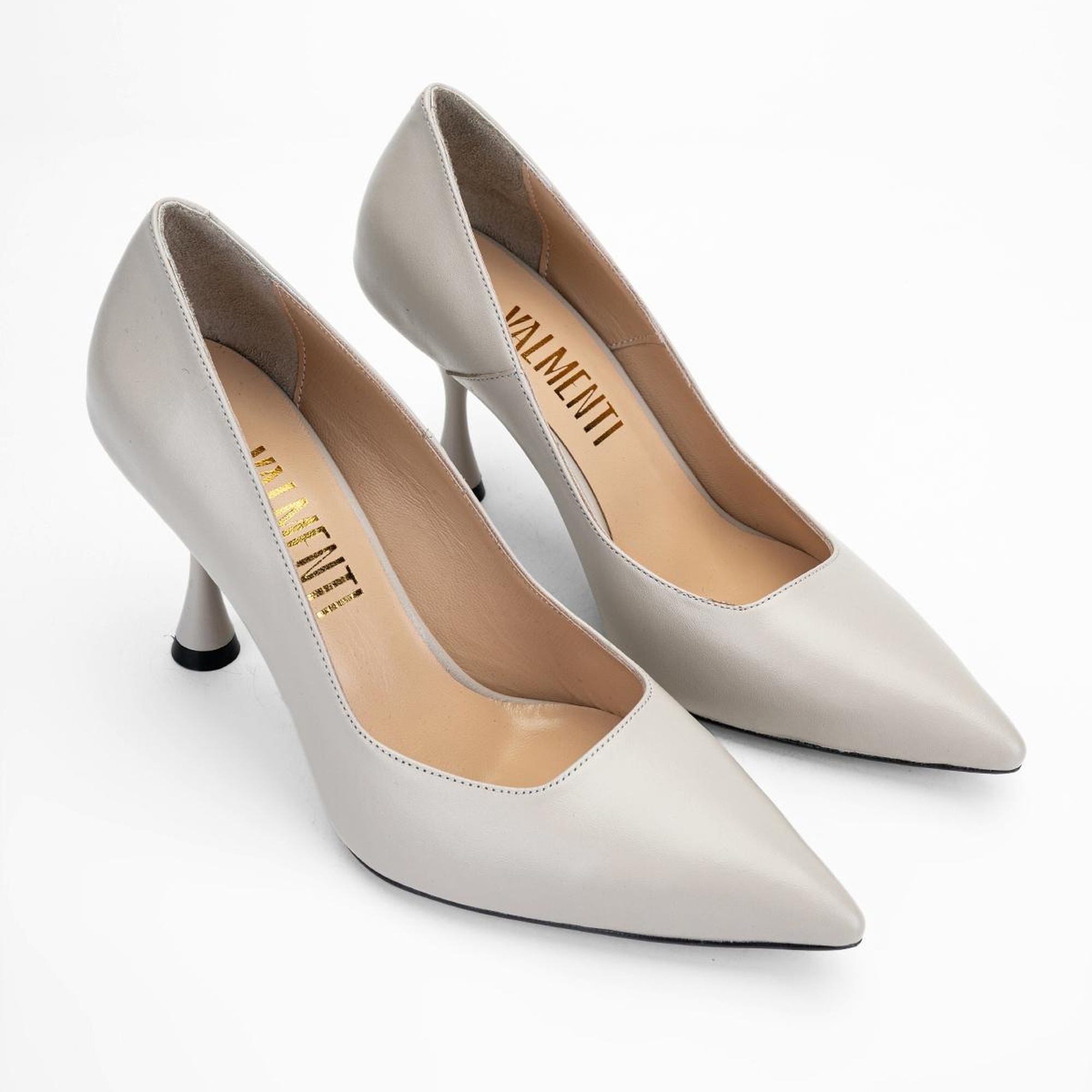 Valmenti Anya Kadın Bej Hakiki Deri Topuklu Ayakkabı