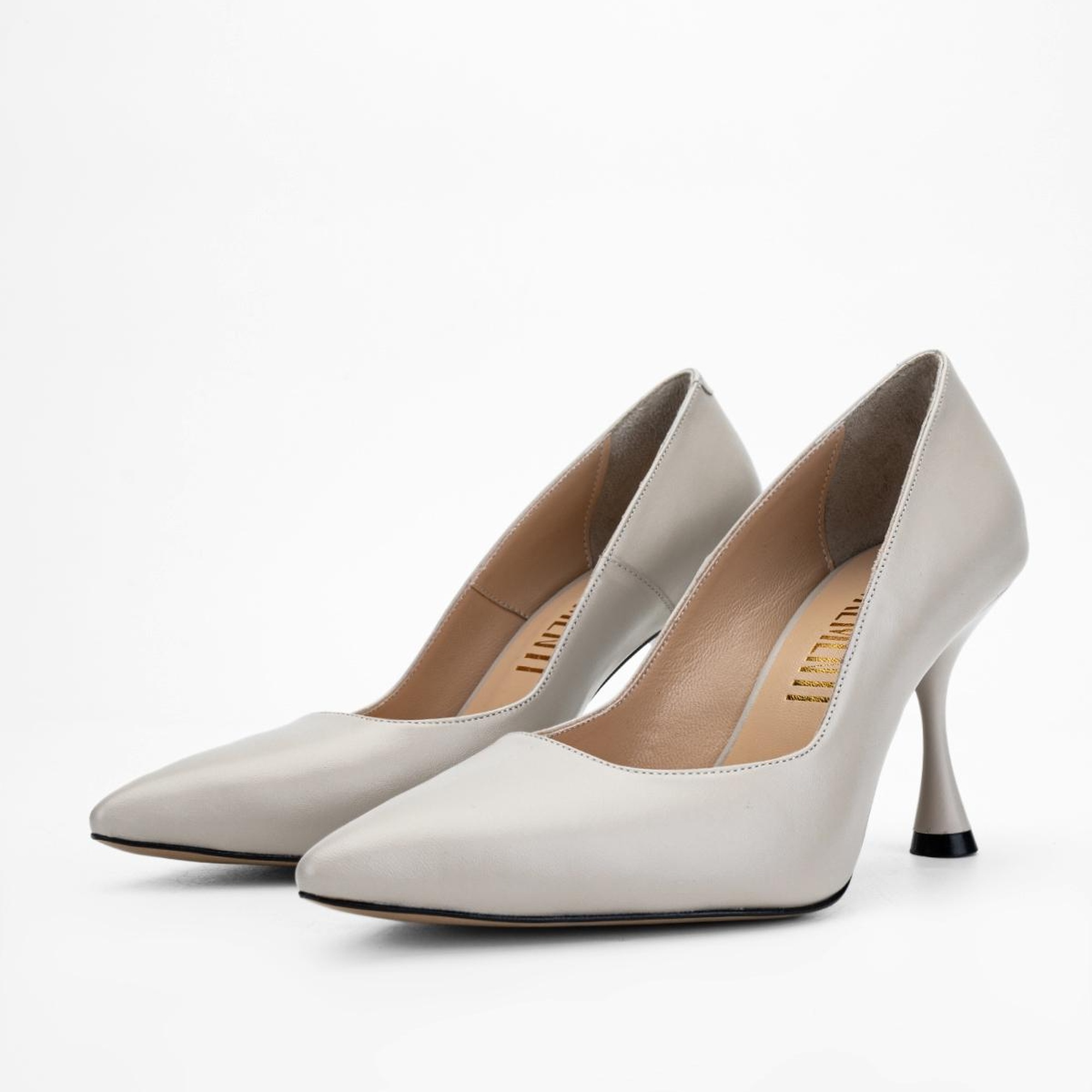 Valmenti Anya Kadın Bej Hakiki Deri Topuklu Ayakkabı