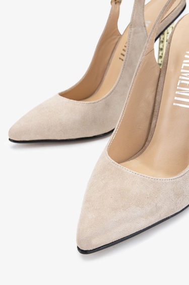  Valmenti Belina Kadın Taş Süet Hakiki Deri Topuklu Ayakkabı