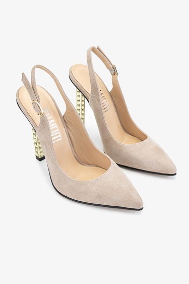  Valmenti Belina Kadın Taş Süet Hakiki Deri Topuklu Ayakkabı