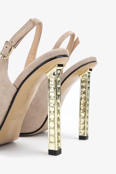  Valmenti Belina Kadın Taş Süet Hakiki Deri Topuklu Ayakkabı