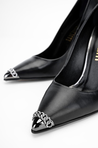  Valmenti Cielo Kadın Siyah Hakiki Deri Topuklu Ayakkabı