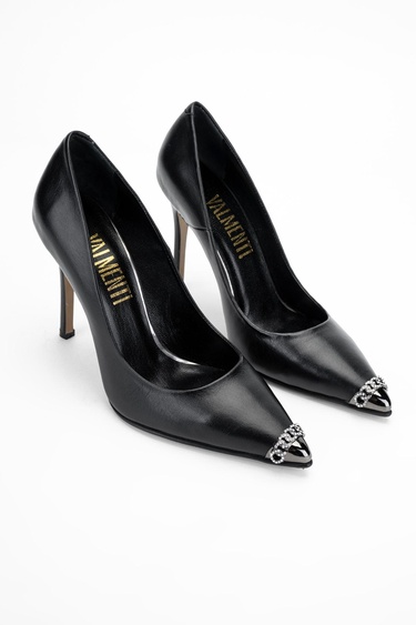  Valmenti Cielo Kadın Siyah Hakiki Deri Topuklu Ayakkabı