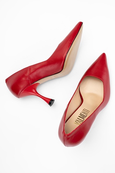  Valmenti Anya Kadın Kırmızı Hakiki Deri Topuklu Ayakkabı