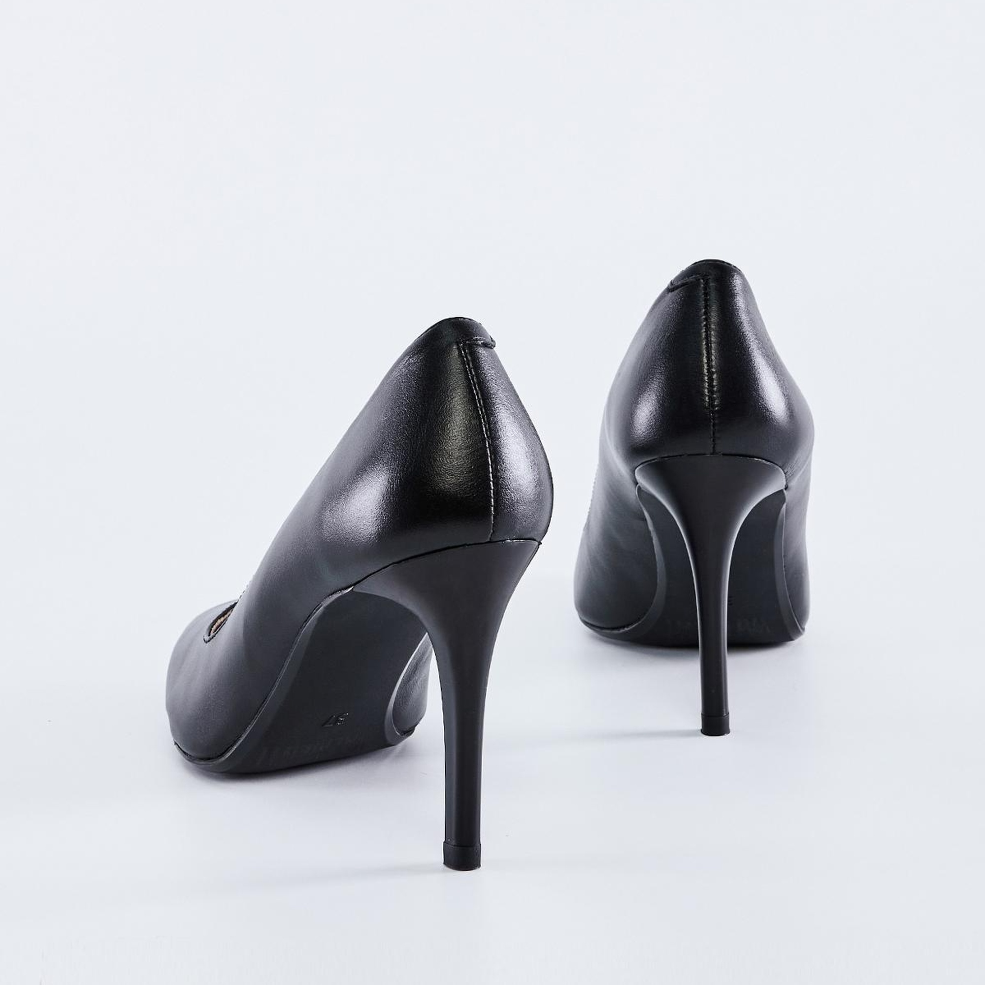 Valmenti Novella Kadın Siyah Hakiki Deri Topuklu Ayakkabı