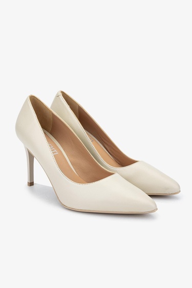 Valmenti Novella Kadın Beyaz Hakiki Deri Topuklu Ayakkabı