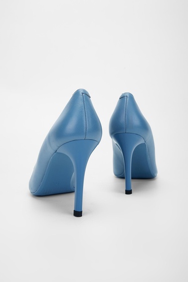  Valmenti Novella Kadın Mavi Hakiki Deri Topuklu Ayakkabı