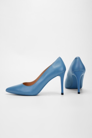  Valmenti Novella Kadın Mavi Hakiki Deri Topuklu Ayakkabı