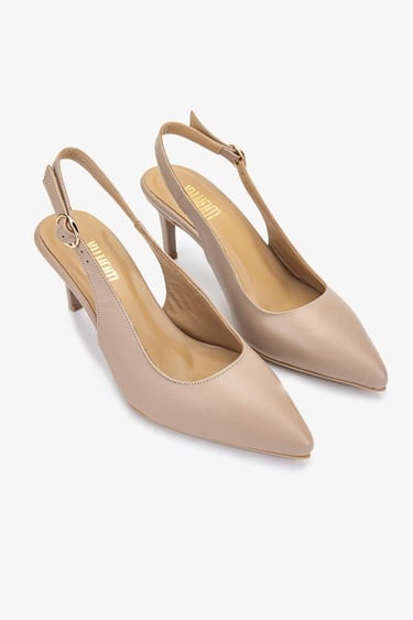  Valmenti Zinda Kadın Nude Hakiki Deri Topuklu Ayakkabı
