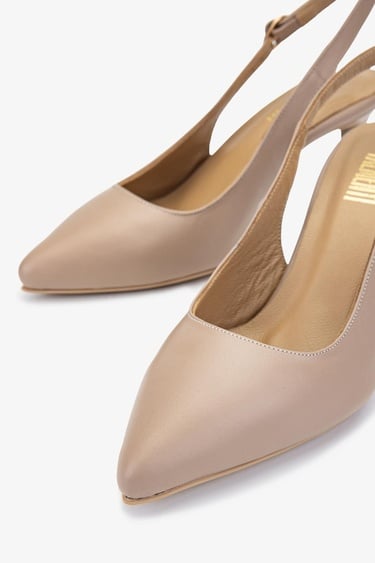  Valmenti Zinda Kadın Nude Hakiki Deri Topuklu Ayakkabı