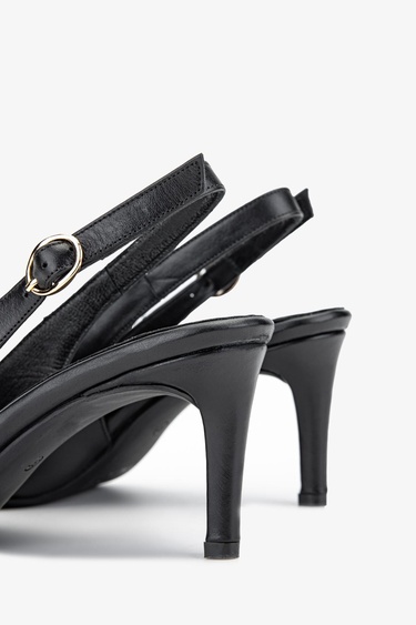  Valmenti Zinda Kadın Siyah Hakiki Deri Topuklu Ayakkabı