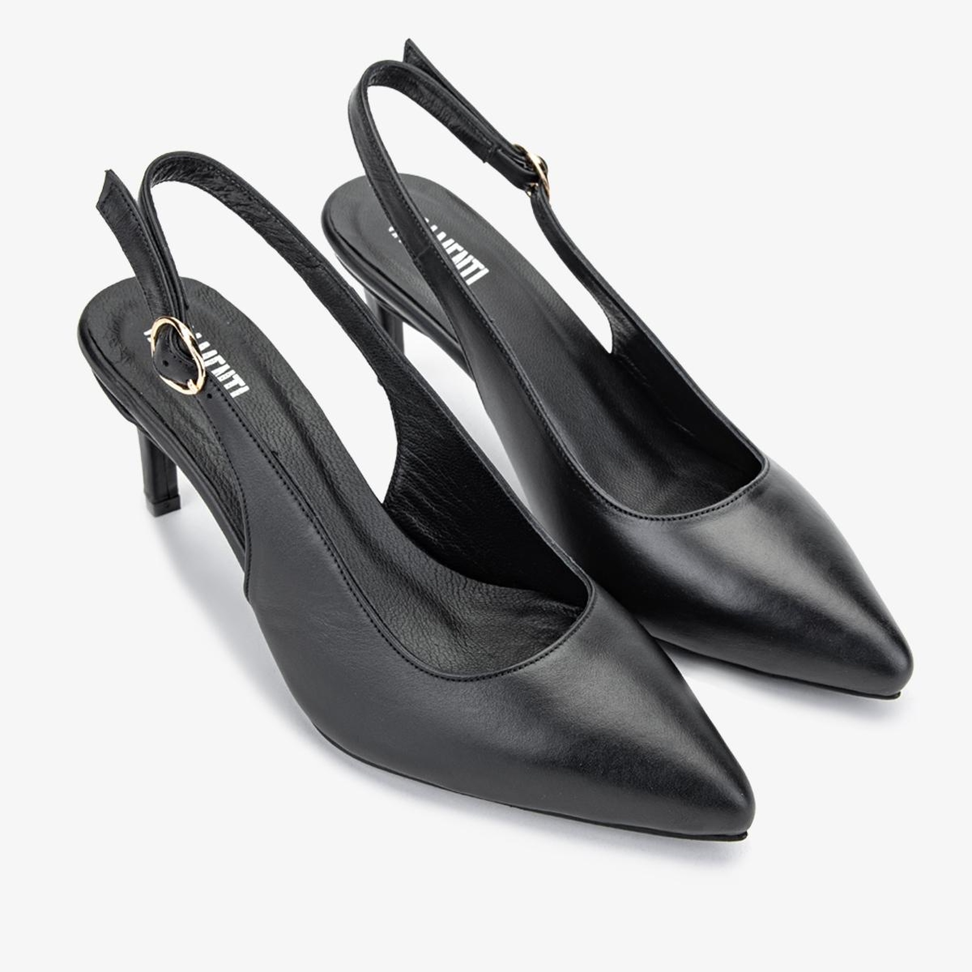 Valmenti Zinda Kadın Siyah Hakiki Deri Topuklu Ayakkabı