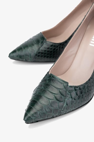  Valmenti Zeta Kadın Yeşil Hakiki Deri Topuklu Ayakkabı