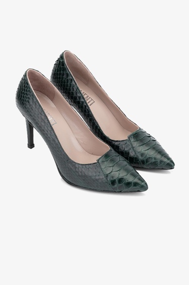  Valmenti Zeta Kadın Yeşil Hakiki Deri Topuklu Ayakkabı