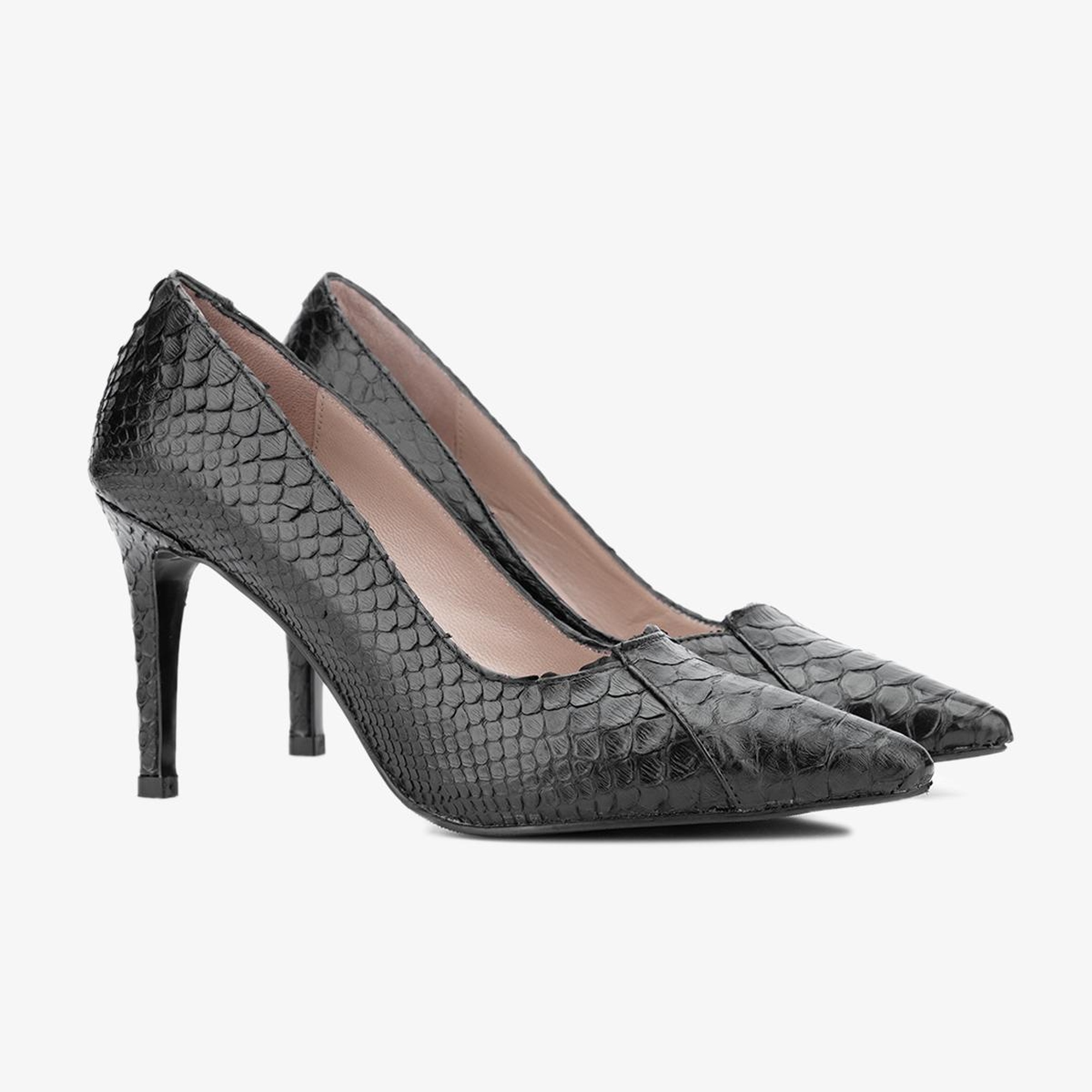 Valmenti Zeta Kadın Siyah Hakiki Deri Topuklu Ayakkabı