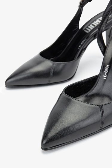  Valmenti Tpillo Kadın Siyah Hakiki Deri Topuklu Ayakkabı