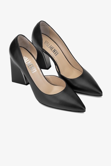  Valmenti Avıor Kadın Siyah Hakiki Deri Topuklu Ayakkabı