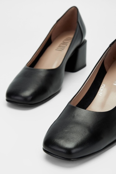  Valmenti Kadın Siyah anl Hakiki Deri Topuklu Ayakkabı