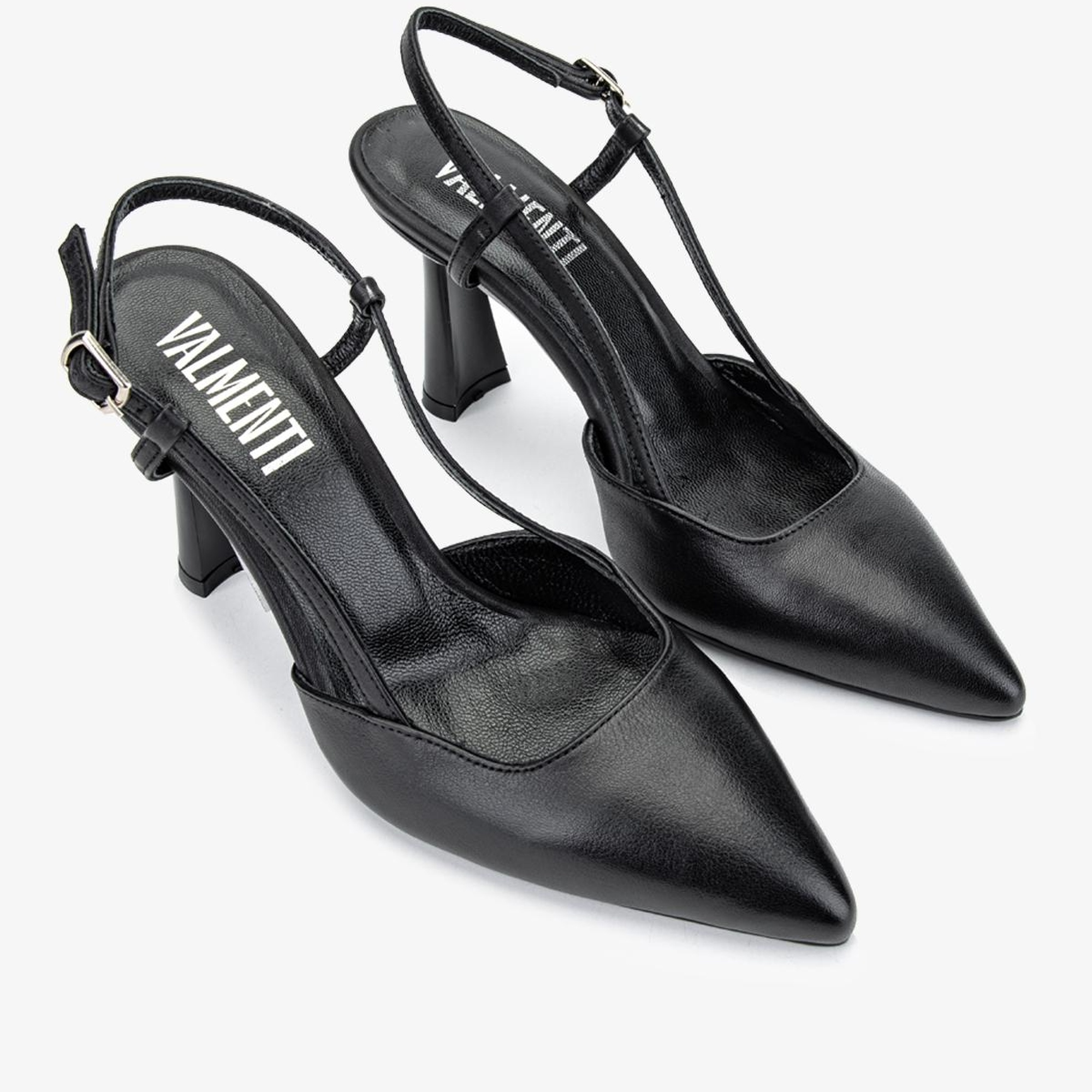 Valmenti Zirkon Kadın Siyah Hakiki Deri Topuklu Ayakkabı
