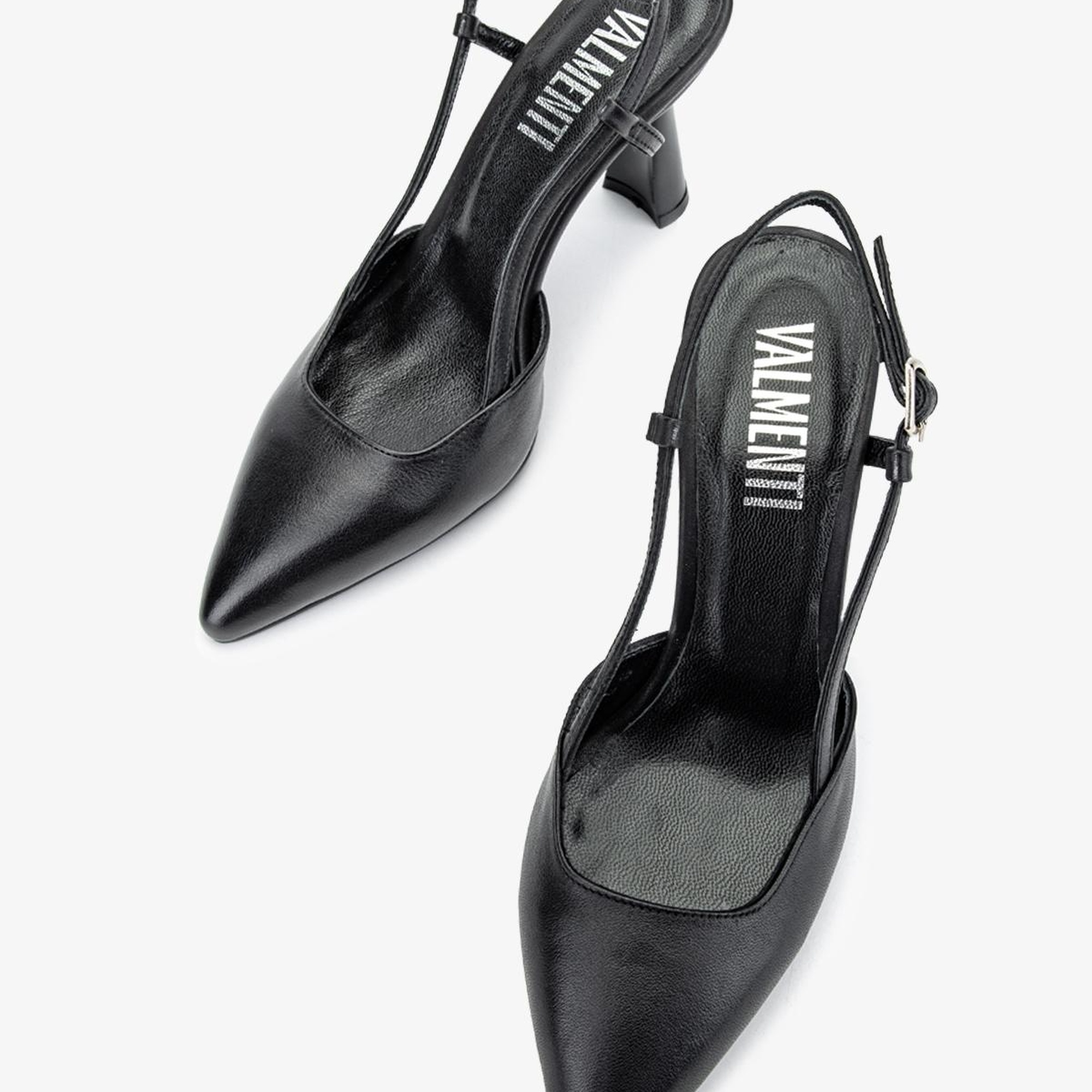 Valmenti Zirkon Kadın Siyah Hakiki Deri Topuklu Ayakkabı