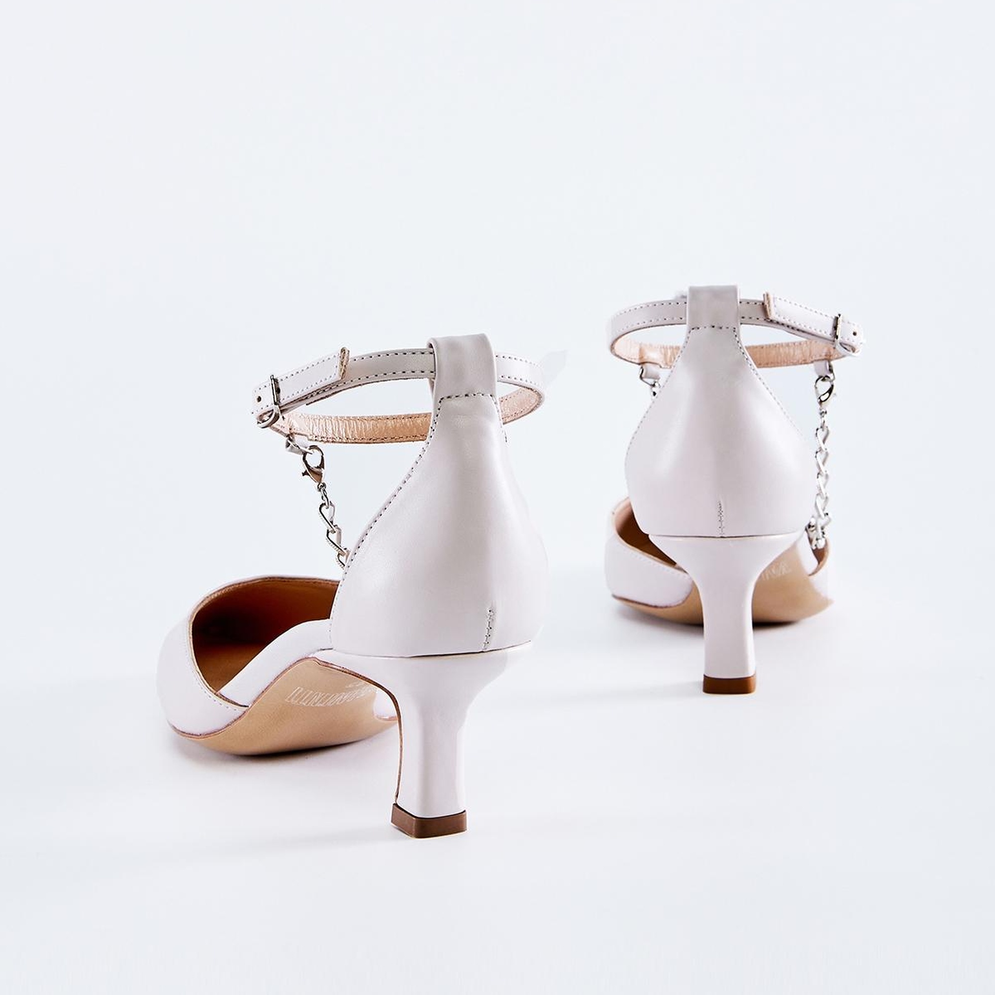 Valmenti Bianca Kadın Beyaz Hakiki Deri Topuklu Ayakkabı