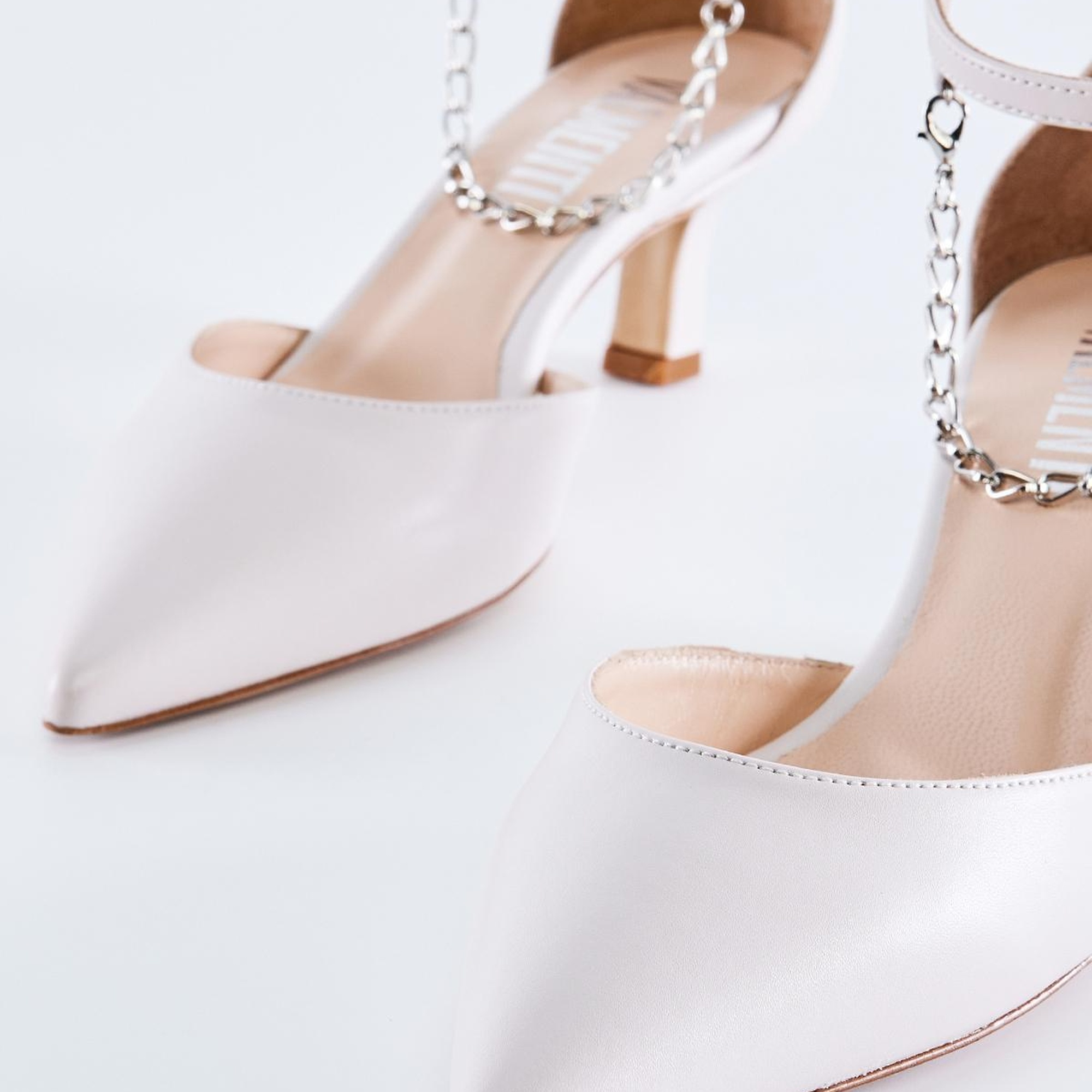 Valmenti Bianca Kadın Beyaz Hakiki Deri Topuklu Ayakkabı