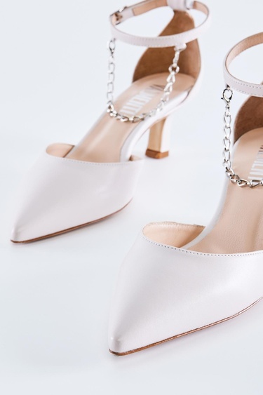  Valmenti Bianca Kadın Beyaz Hakiki Deri Topuklu Ayakkabı
