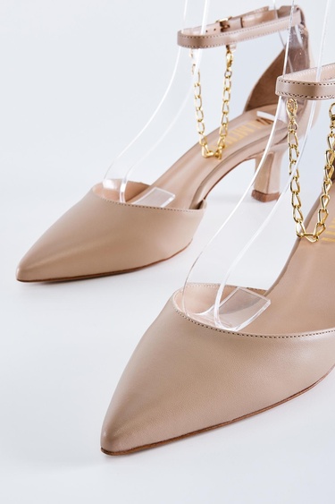  Valmenti Bianca Kadın Nude Hakiki Deri Topuklu Ayakkabı
