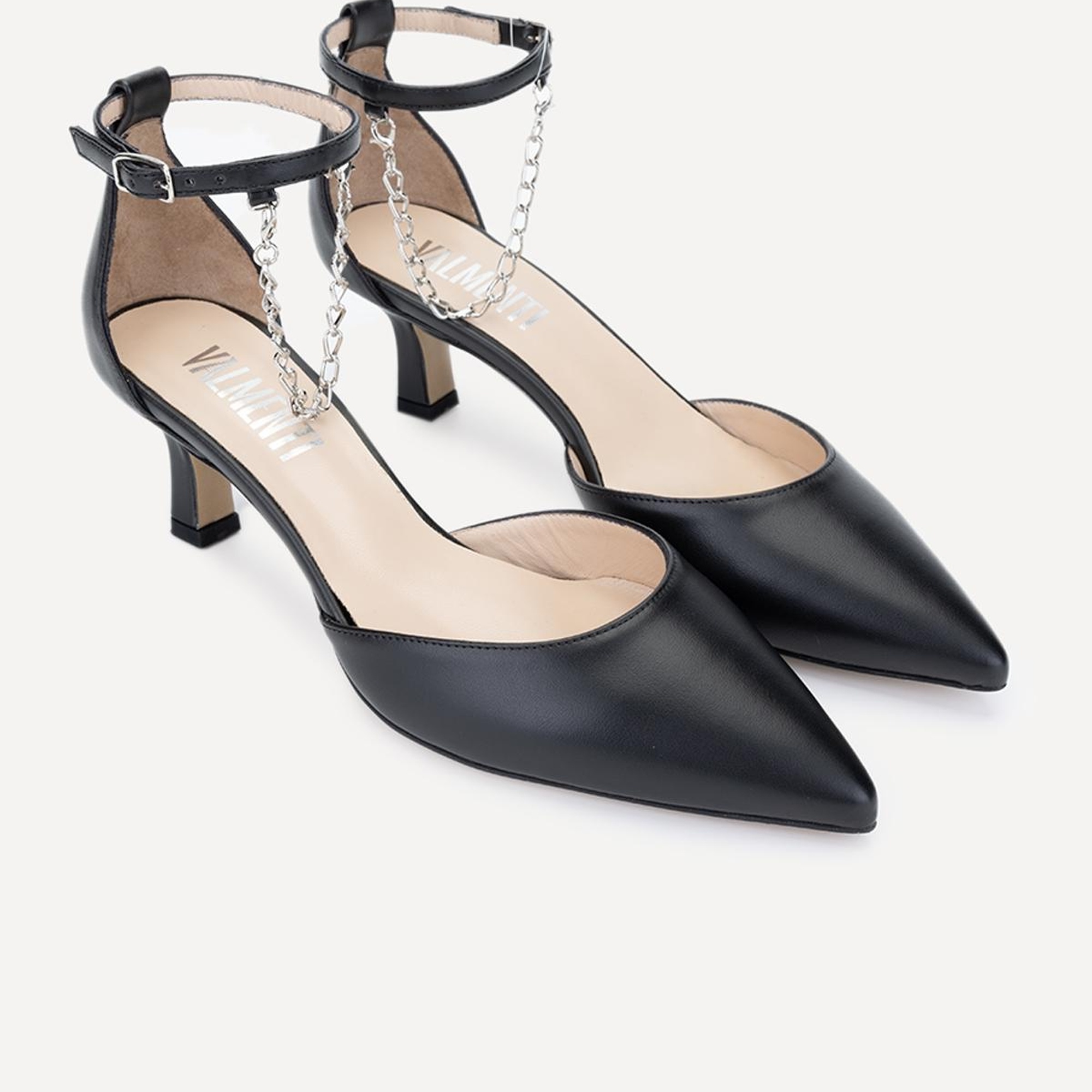Valmenti Bianca Kadın Siyah Hakiki Deri Topuklu Ayakkabı